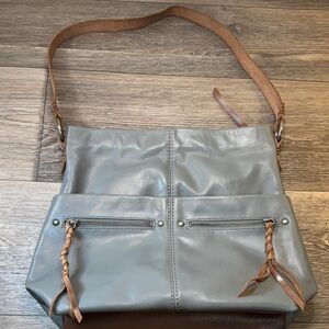The SAK Stylish Gray Leather Shoulder Bag
